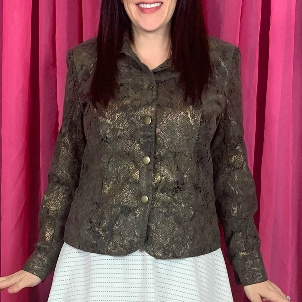 Erin‎ London metallic corduroy button down jacket, small